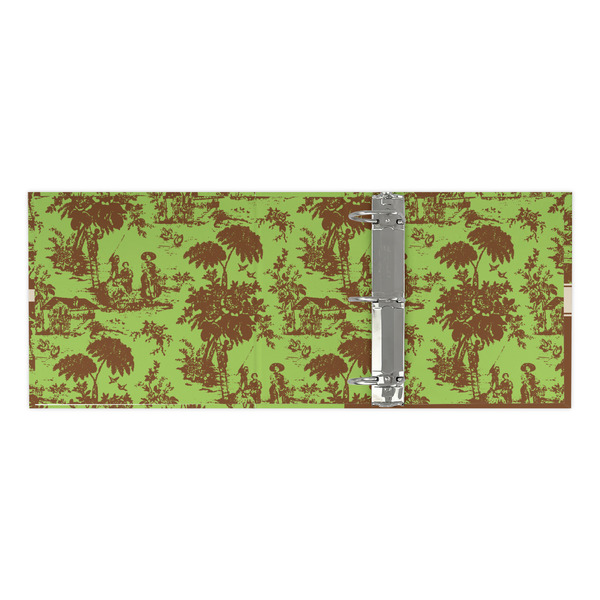 Green & Brown Toile 3 Ring Binders - Full Wrap - 3" - OPEN INSIDE
