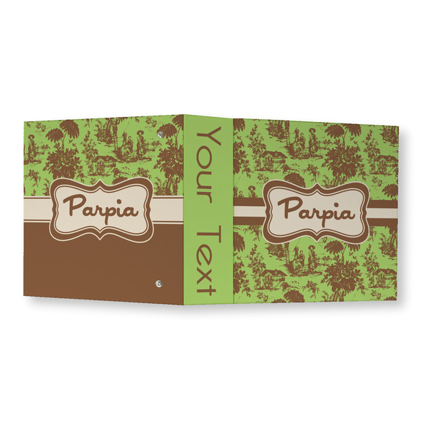 Green & Brown Toile 3 Ring Binders - Full Wrap - 3" - OPEN OUTSIDE