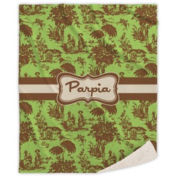 Green & Brown Toile Sherpa Throw Blanket (Personalized)