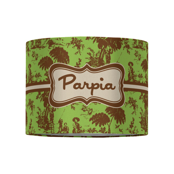 Green & Brown Toile 8" Drum Lampshade - FRONT (Fabric)