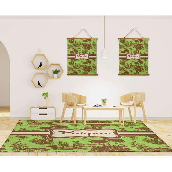 Green & Brown Toile 8'x10' Indoor Area Rugs - IN CONTEXT