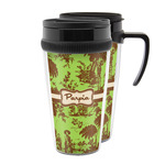 Green & Brown Toile Acrylic Travel Mug (Personalized)