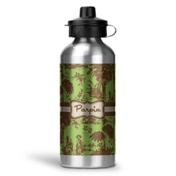 Green & Brown Toile Water Bottle - Aluminum - 20 oz (Personalized)
