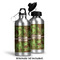 Green & Brown Toile Aluminum Water Bottle - Alternate lid options