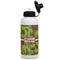 Green & Brown Toile Aluminum Water Bottle - White Front