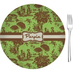 Green & Brown Toile 8" Glass Appetizer / Dessert Plates - Single or Set (Personalized)