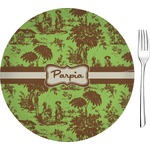 Green & Brown Toile 8" Glass Appetizer / Dessert Plates - Single or Set (Personalized)