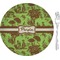 Green & Brown Toile Glass Appetizer / Dessert Plate 8" (Personalized)