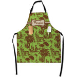 Green & Brown Toile Apron With Pockets w/ Name or Text