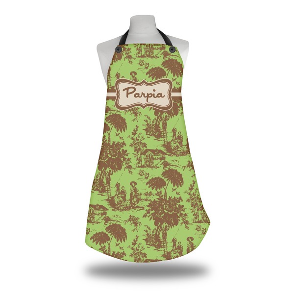 Custom Green & Brown Toile Apron w/ Name or Text