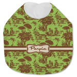 Green & Brown Toile Jersey Knit Baby Bib w/ Name or Text