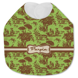 Green & Brown Toile Jersey Knit Baby Bib w/ Name or Text