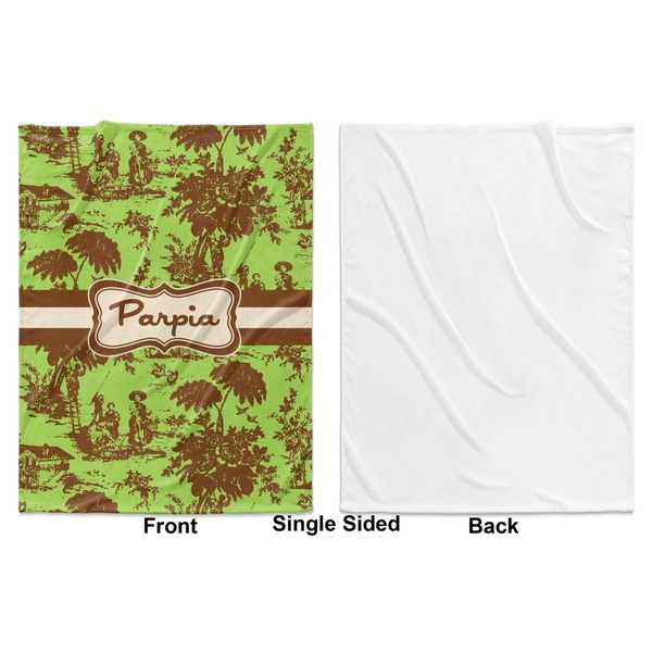 Green & Brown Toile Baby Blanket (Single Side - Printed Front, White Back)