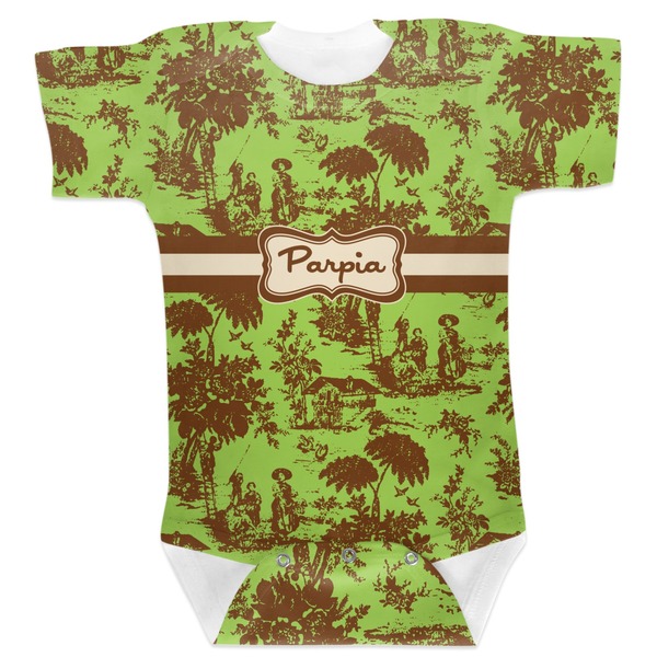 Custom Green & Brown Toile Baby Bodysuit (Personalized)