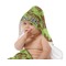 Green & Brown Toile Baby Hooded Towel on Child