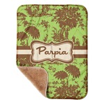 Green & Brown Toile Sherpa Baby Blanket - 30" x 40" w/ Name or Text