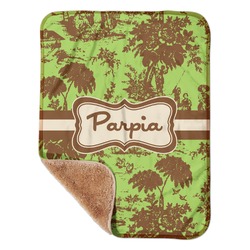 Green & Brown Toile Sherpa Baby Blanket - 30" x 40" w/ Name or Text