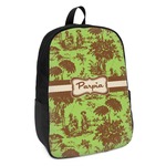 Green & Brown Toile Kids Backpack (Personalized)