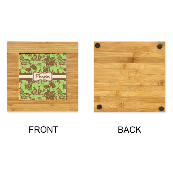 Green & Brown Toile Bamboo Trivet with 6" Tile - APPROVAL