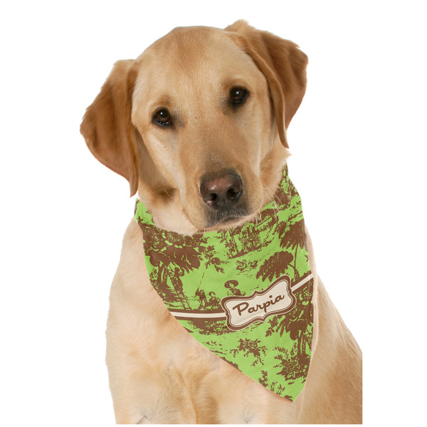 Custom Green & Brown Toile Dog Bandana Scarf w/ Name or Text