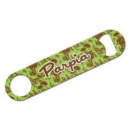 Green & Brown Toile Bar Bottle Opener - White w/ Name or Text