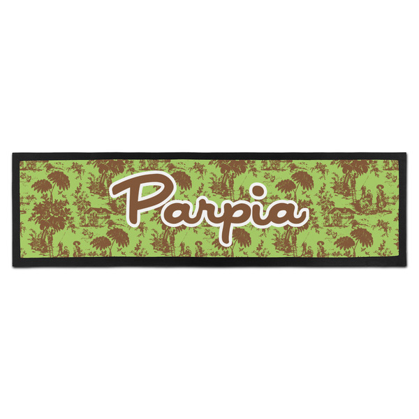 Custom Green & Brown Toile Bar Mat (Personalized)