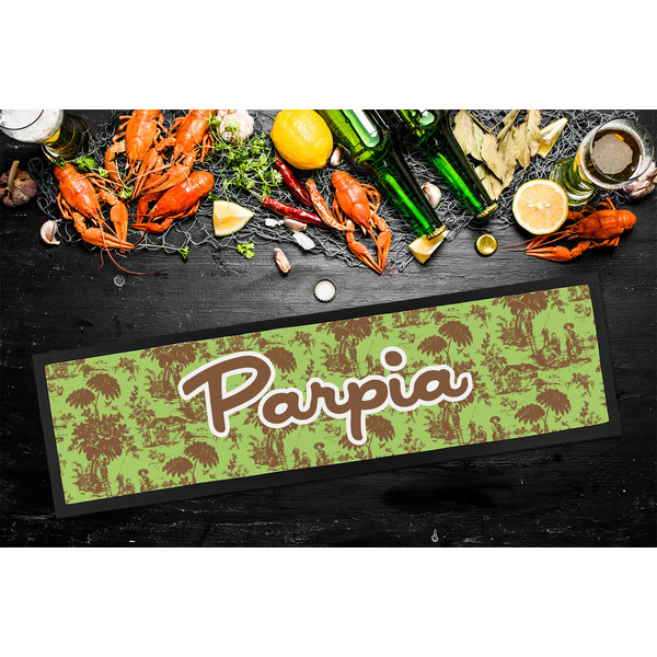 Green & Brown Toile Bar Mat - Large - LIFESTYLE