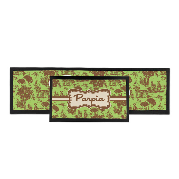 Green & Brown Toile Bar Mat - Parent Main
