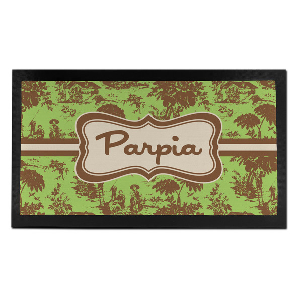 Custom Green & Brown Toile Bar Mat - Small (Personalized)