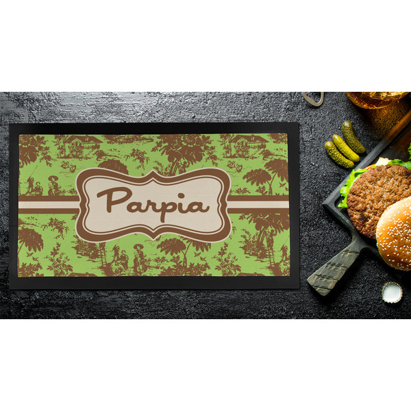 Green & Brown Toile Bar Mat - Small - LIFESTYLE