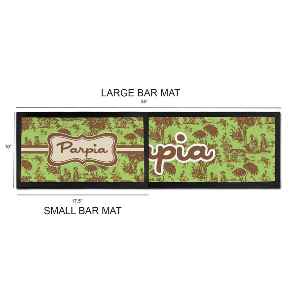 Green & Brown Toile Bar Mats - Sizing Chart