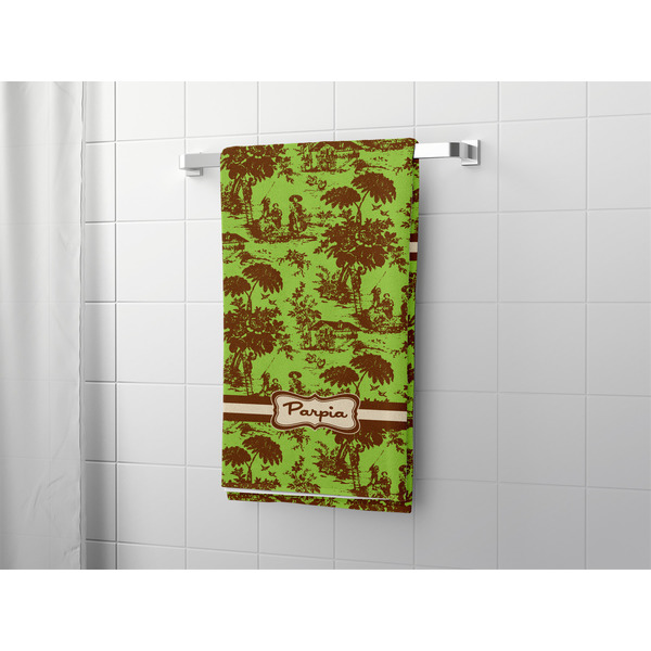 Green & Brown Toile Bath Towel - LIFESTYLE