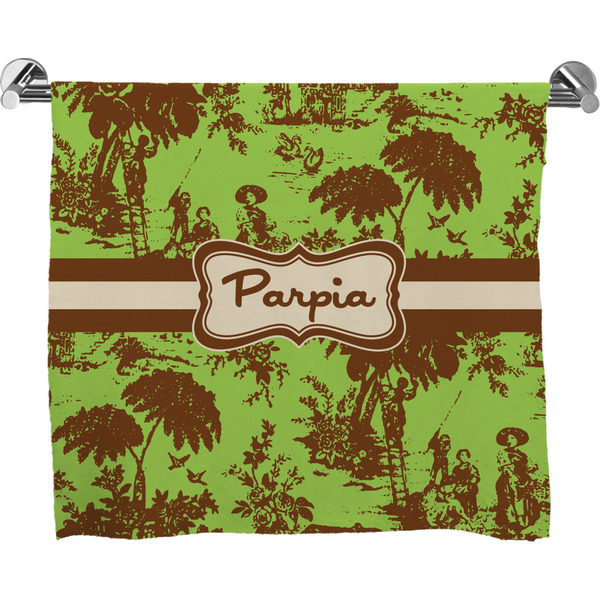 Custom Green & Brown Toile Bath Towel (Personalized)