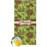 Green & Brown Toile Beach Towel (Personalized)