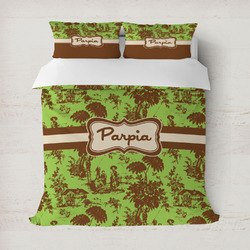 Green & Brown Toile Duvet Cover Set - Full / Queen (Personalized)