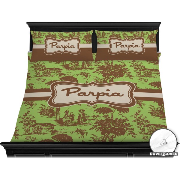 Green & Brown Toile Bedding Set (King) - Duvet