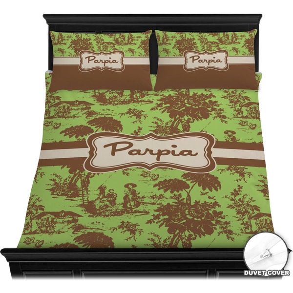 Green & Brown Toile Bedding Set (Queen) - Duvet