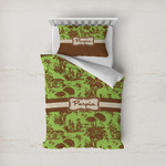 Green & Brown Toile Duvet Cover Set - Twin (Personalized)