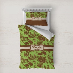 Green & Brown Toile Duvet Cover Set - Twin XL (Personalized)