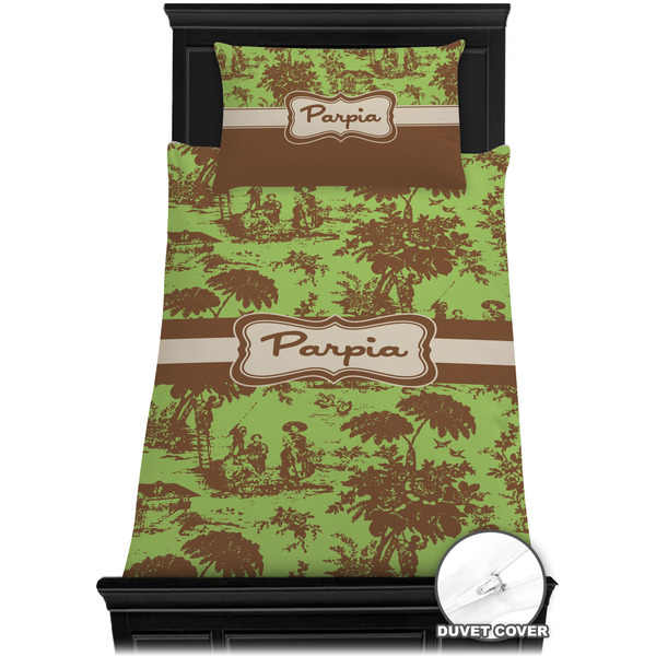 Green & Brown Toile Bedding Set (TwinXL) - Duvet