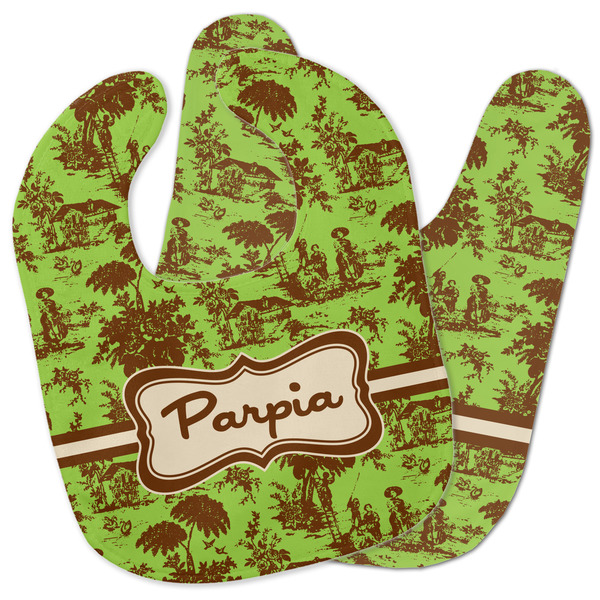 Custom Green & Brown Toile Baby Bib w/ Name or Text