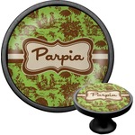 Green & Brown Toile Cabinet Knob (Black) (Personalized)