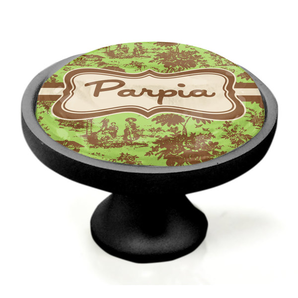 Green & Brown Toile Black Custom Cabinet Knob (Side)
