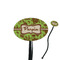 Green & Brown Toile Black Plastic 7" Stir Stick - Oval - Closeup