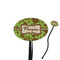 Green & Brown Toile 7" Oval Plastic Stir Sticks - Black - Single Sided (Personalized)