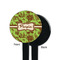 Green & Brown Toile Black Plastic 7" Stir Stick - Single Sided - Round - Front & Back