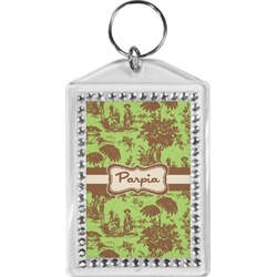 Green & Brown Toile Bling Keychain (Personalized)