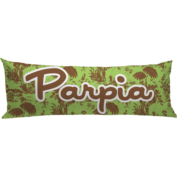 Custom Green & Brown Toile Body Pillow Case (Personalized)