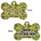 Green & Brown Toile Bone Shaped Dog ID Tag - Large - Approval