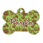 Green & Brown Toile Bone Shaped Dog ID Tag (Personalized)